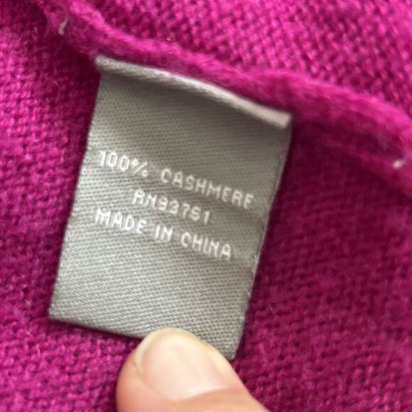 IN CASHMERE Cardigan Womens Medium Open Front Lightweight Fuchsia Pink Sweater - Picture 3 of 7